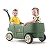 Step2 Wagen for Two Chariot enfant avec 2 sièges | Chariot pour enfants en vert | Chariot de transport en plastique avec barre de poussée