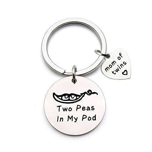Mom of Twins Keychain