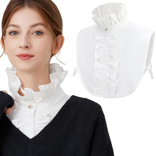 XEPST Blanc Faux Col Chemise Femme Amovible Col Détachable Femme, Vêtements vintage pour femmes élégante chemise boutonnée blanche