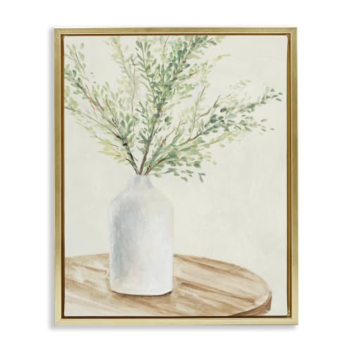 Tranquil Botanical Still Life, 24 x 30 Inch Canvas in Floater Frame