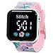Disney Stitch Watch for Kids - Bundle LCD Digital Watch for Kids with Pink Cartoon Straps Plus Stickers, More | Easy to Read Lilo and Stitch Wristwatch for Girls