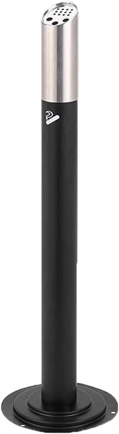 Standing Ashtray Outdoor, Vertical Cigarette Butt Column, Stainless Steel Smoking Bucket, Outdoor Trash Receptacle for Commercial and Public Spaces(Black)