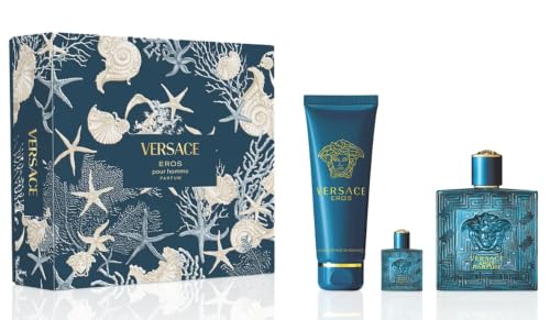 Image of Versace Eros Parfum 3- Piece Gift Set for Men, (3.4 Oz Parfum Spray + 5.0 Oz Shower Gel + 0.16oz /5 Ml Parfum Spray)