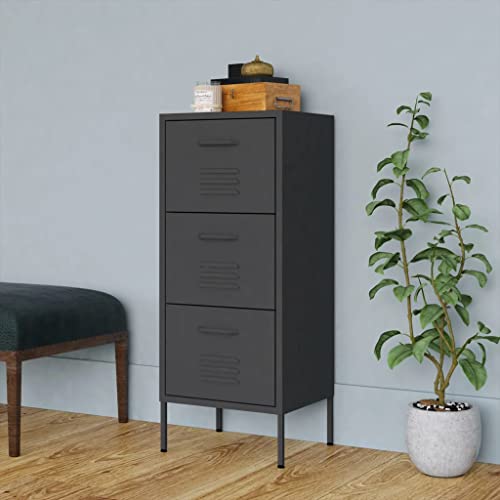 Lagerschrank,Schubladenschrank,Freistehender Büroschrank Beistellschrank,Metallschrank Lagerschrank,für Unternehmen,Büro,Schule,Garage,Anthrazit 42,5x35x101,5 cm Stahl(Einfacher Zusammenbau) Cover
