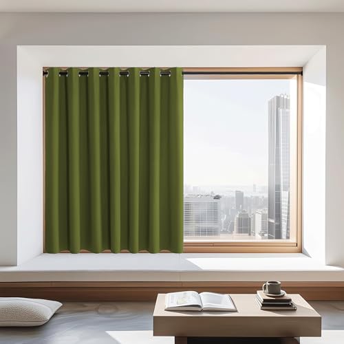 NICETOWN Blackout Curtains 72 inches Long, Grommet Privacy Window Treatment Thermal Insulated Room Darkening Sliding Glass Door Drape for Bedroom Living Room, 1 Panel, W100 x L72, Olive Green