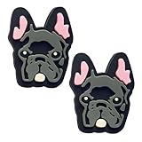 EASUROMOTO22 Dog Shoe Charms - Set of 2 Black Grey French Bulldog - Frenchie Dog Shoe Charms - Cute Pet Dog Shoe Charms for Men Women Boys Girls - Shoe Decoration Charms (1a)