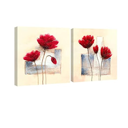 Wieco Art - Charmant Printemps moderne 2 panneaux tendue et encadrée giclée Impressions sur toile œuvres d'art abstrait Floral peintures à l'huile Style Tableau Photo sur toile Décoration murale pour chambre à coucher Décorations d'intérieur 2 pcs/lot