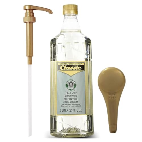 Starbucks Syrup Classic 33 OZ Bottle For Coffee And Tea with Gold Coffee Syrup Pump - image 1