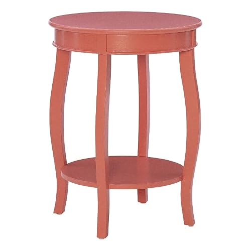 Powell Furniture Linon Wren Wood Accent End Table In Coral Orange #TOP8