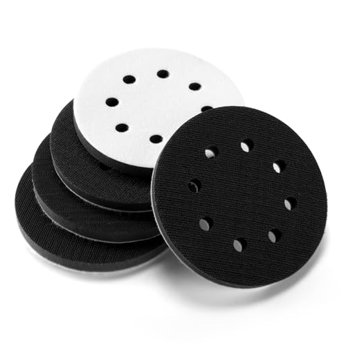 Image of POLIWELL 5-Inch 8 Holes Interface Pad Hook and Loop 5 inch Soft Density Sponge Cushion Buffer Backing Pad (Pack of 5)