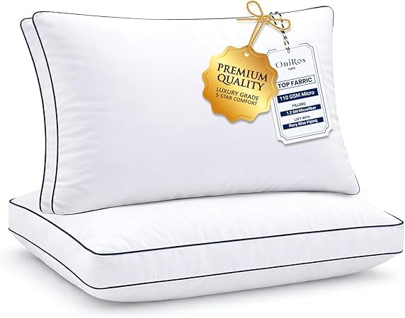 ONIROS Home - Almohadas 75x50 Pack 2 Supersuave Tipo Loft de Microfibra 100% | Almohadas de Hotel | 2 Almohada para Dormir de Lado | Cómoda, Alcolchada, Hipoalergénica | Soft Pillowsç Bordadas
