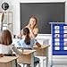 Fuyoooo Adjustable Pocket Chart Stand Stainless Steel Expandable Chart Stand with Casters Rolling Anchor Holder with 5 Rings for Classroom Home Educational Tools, Adjustable to 63 Inch(Blue)