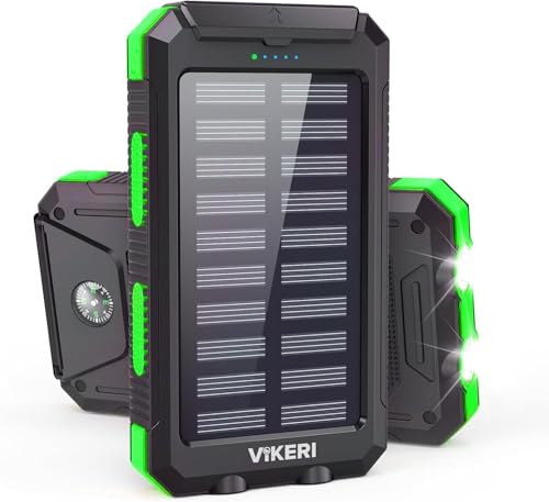 Vikeri Solar Power Bank Powerbank Solar Wasserdichtes USB C Externer Akku, Powerbank Solar 88
