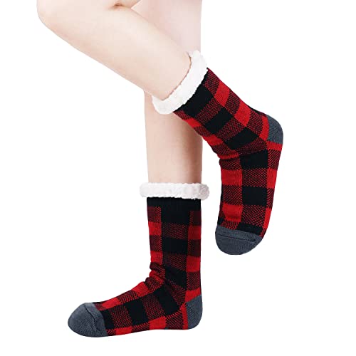Image of Chassic Sherpa Lined Slipper Socks for Women, Non-Slip Cozy Winter House Socks, Soft Fuzzy Socks, Christmas Gifts for Women & Ladies Stocking Stuffers