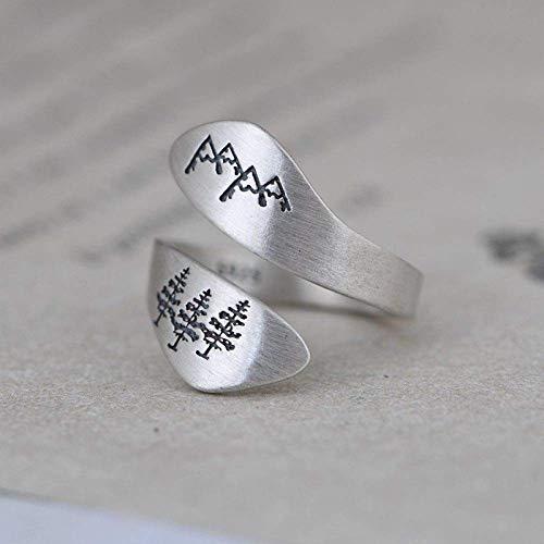 Bague ajustable argent femme motif montagne ethnique idée cadeau originale