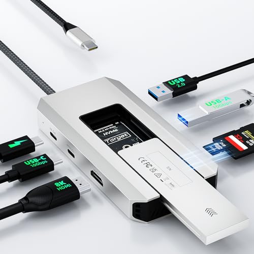 Image of Minthouz USB C Docking Station,8-in-1 USB-C Hub with M.2 NVMe SATA SSD Enclosure,10Gbps Data Transfer, 8K@30Hz HDMI,87W PD,SD /TF Card Reader,USB 3.2 Hub for MacBook Pro /Air, Dell, HP Laptops