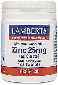 Lamberts Zinc Citrate 25mg 120 Tablets, White, 180 count (Pack of 1)