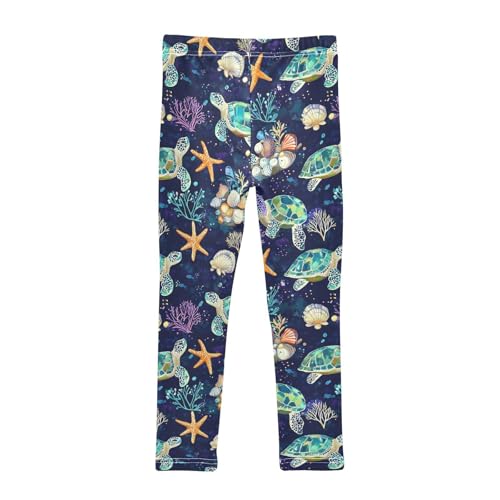 Turtle Girls' Leggings Toddler Doodles Starfish Kids Yoga Pants Dance Active Tights 4T2