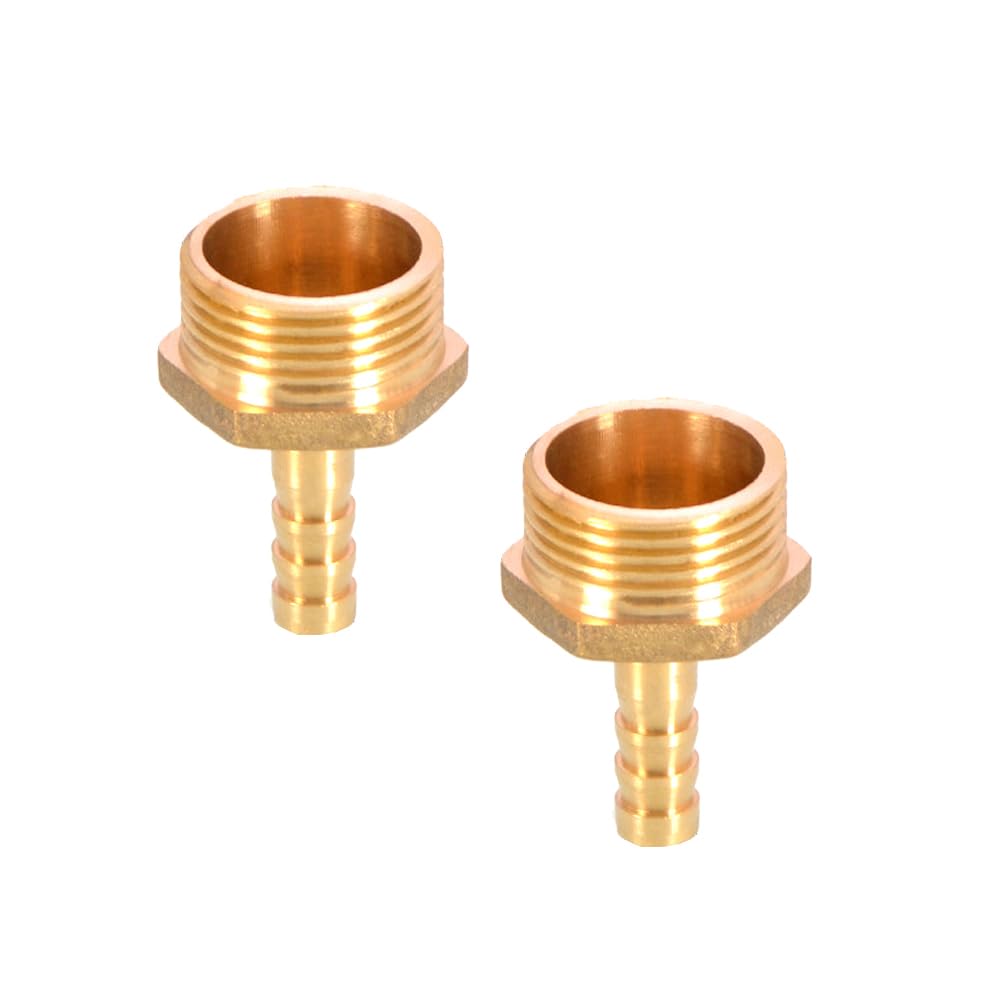 TopHomer 2Pcs BSP Hose Connector Brass Pipe Fitting 8mm Barb x G3/4 Male, Hose Barb Tail Male BSP Thread Connector Joint Copper Coupler Adapter โ image 1