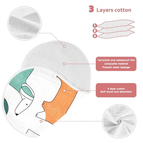 Bolaz Baby Burp Cloths 4 Pack,Cute Green Orange Dog Pattern,Feeding Cloths Face Towel Super Absorbent Soft Cotton Burping Rags Feeding Bibs4