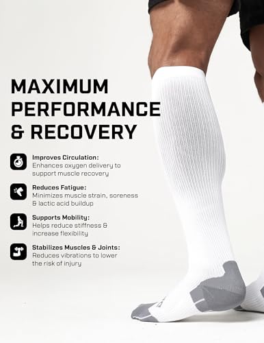 Image of DFND Unisex Hybrid Ax /Rx Over the Calf Compression Socks (1 Pair) - Injury Relief, Recovery - Made in USA