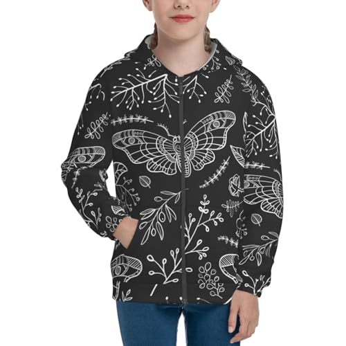 Dead head Butterfly Kid Hoodies Boys Zip Up Sweatshirts Girls Pullover with Pocket3