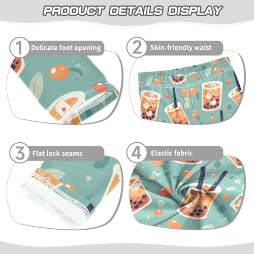 Bubble Tea Pattern Kids Baby Girls Leggings Casual High Waisted Pants Exercise3