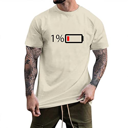 Men’s Classic-Fit Short-Sleeve Crewneck T-Shirt Men's Tee T-Shirt Men's T-Shirts Charles Wilson T Shirts for Men for Outdoor Activities Beige