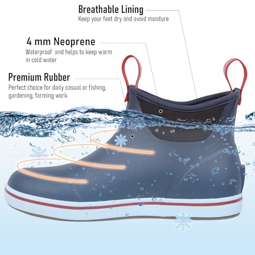 Image of Ankle Rain Boots, Waterproof Boots for Men & Women, Rubber Deck Boots for Fishing Gardening, Rubber Rain Boots, Muck Boots for Men