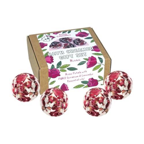 Bomb Cosmetics Coffret cadeau crème de bain rose, fait main et naturel, fabriqué avec du cacao et du beurre de karité et de véritables pétales de rose,...