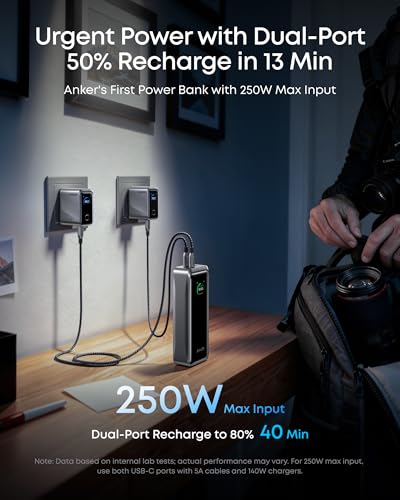 Anker Prime Power Bank, 26.250mAh 3-Poorts Draagbare Lader met 300W Max Output, Twee-richtingsladen, TSA-Goedgekeurd, App-bediening, voor MacBook, iPhone 17/16 Series en meer (Base niet inbegrepen) - Afbeelding 6