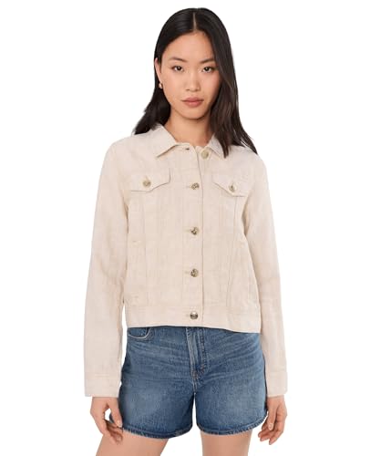 Lilly Pulitzer Womens Seaspray Linen Jacket Wicker Tan X Resort White X-Large