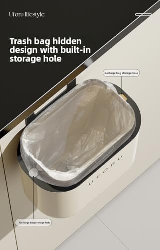 Caneca de basura montada en pared 9L Blanco crema miniatura 5