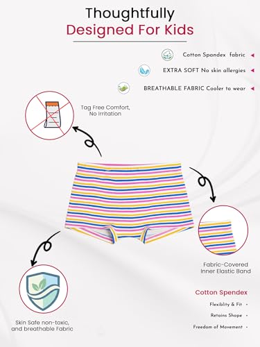 Image of BODYCARE Girl's Cotton Multicolor Boyshorts (Pack of 3)