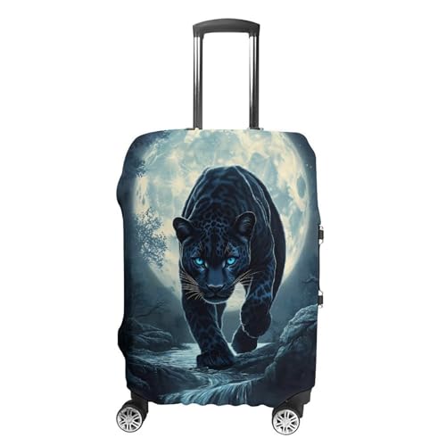 Full Moon Leopard with Blue Eyes Luggage Covers Washable Travel Suitcase Cover Elastic Baggage Protector