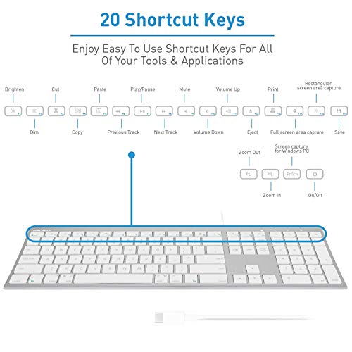 Macally USB C Wired Mouse and an Ultra Slim USB C Wired Keyboard, Simplistic Accessories for New MacBooks