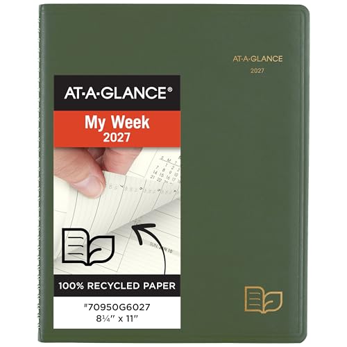 Livre de rendez-vous recyclé vert 21x28 cm organiseur hebdomadaire