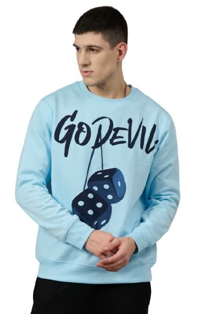 go devil Men's Design Printed Casual Round Neck Pullover Sweatshirt | Stylish Winter Wear for Men | Soft & Comfortable Patterned Sweatshirt-picture-13