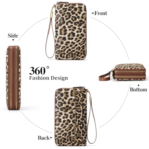 Image of GAEKEAO RFID Leather Wristlet Wallet for Women with Grip Strap