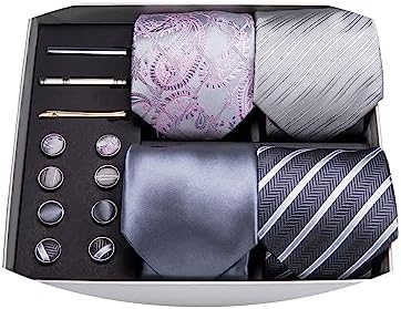 Barry.Wang 15PCS Mens Tie Sets Collection Gift Box Necktie Clips Hanky