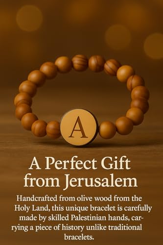 SANAD Personalized Bracelet with Letter A – Handmade Olive Wood Initial Bracelet – Adjustable Unisex Jewelry Gift from the Holy Land – Custom Engraved Charm2