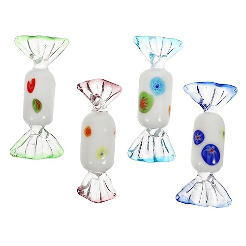 ULTECHNOVO 4 Piezas De Cristal Estaño Falso Decoración De Botes De Dulces Con Tapa Tarros De Dulces Para Buffet De Dulces Goma De Mascar Dulces Artificiales Neón Mini Vidrio
