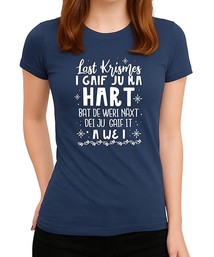 Last Krismes Funny Song Design - Festive Christmas Clothing, Gift Idea, Merry Christmas, Xmas Design, Santa, Winter Women's T-Shirt, navy blue, M