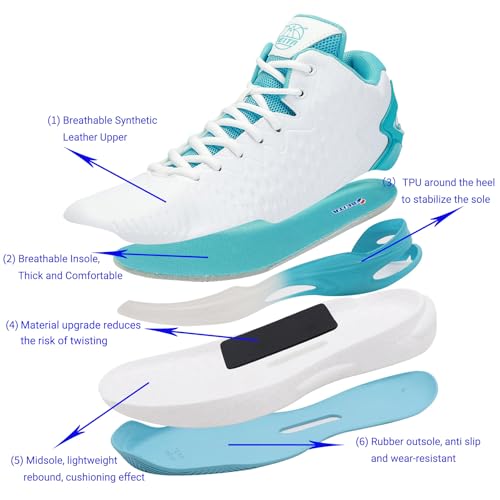 Image of Beita Mens Basketball Shoes High Upper Breathable Sports Shoes Anti Slip