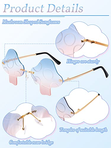 Dunzy 6 Pairs Mushroom Shape Sunglasses Irregular Rimless Sun Glasses Retro Trendy Sunglasses Transparent Mushroom Glasses3