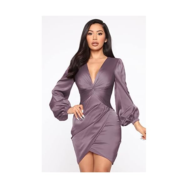 DeftSharp-Long-Sleeve-Wedding-Guest-Dress-for-Women-Twist-Front-Formal-Party-Cute-Sexy-Elegant-Dresses-PurpleGrey DeftSharp Long Sleeve Wedding Guest Dress for Women Twist Front Formal Party Cute Sexy Elegant Dresses PurpleGrey