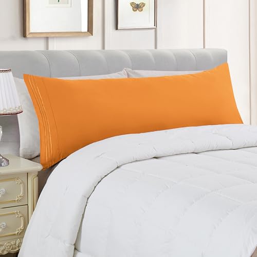 Image of Elegant Comfort Luxury Ultra-Soft 1-Piece Body Pillowcase - 1500 Premium Hotel Quality Microfiber Double Brushed - Wrinkle Resistant, Body Pillowcase Size, Orange