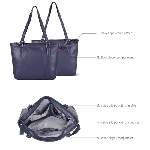 Image of Leather Purse For Women - Real Leather Tote For Women - Ladies Shoulder Handbag For Work, Travel, Casual Use
