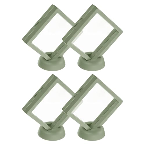 QUARKZMAN 4 pcs 3D Flottant Affichage Boîtier, 3,54 x 3,54 x 0,8 pouce Flottant Cadre Affichage Porteur Support, Transparent PE Bijoux boîte, Vert