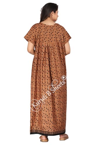 Image of Kuruti B Sheets Nighty for Women Cotton Combo (Pack of 2 Pcs) Nighty Gown Round Neck Short Sleeves Free Size